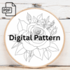 rose with red and cream-colored petals hand embroidery pattern, rose pattern, hand embroidery, hand embroidery pdf