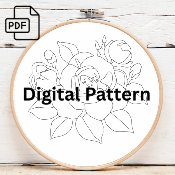 roses in various shades hand embroidery pattern, roses pattern, hand embroidery, hand embroidery pdf