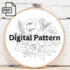 two prominent dark red blooms hand embroidery pattern, two pattern, hand embroidery, hand embroidery pdf