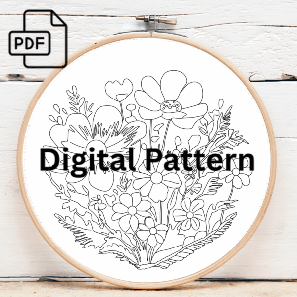 vibrant arrangement hand embroidery pattern, vibrant pattern, hand embroidery, hand embroidery pdf