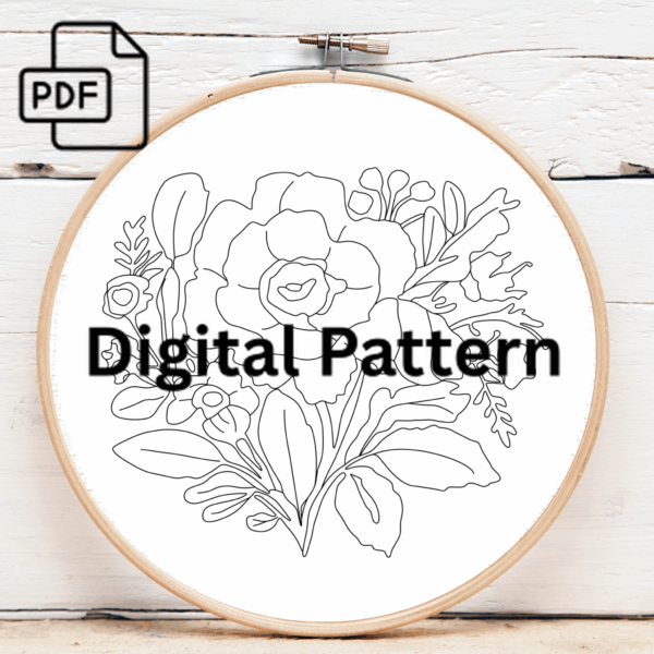 vibrant floral design hand embroidery pattern, vibrant pattern, hand embroidery, hand embroidery pdf