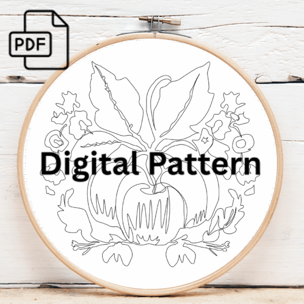 apple blossom embroidery design hand embroidery pattern, apple pattern, hand embroidery, hand embroidery pdf