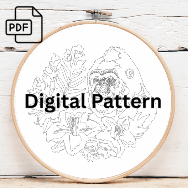 jungle majesty hand embroidery pattern, jungle pattern, hand embroidery, hand embroidery pdf