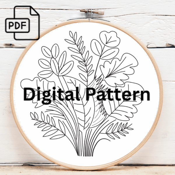 botanical bliss embroidery hand embroidery pattern, botanical pattern, hand embroidery, hand embroidery pdf
