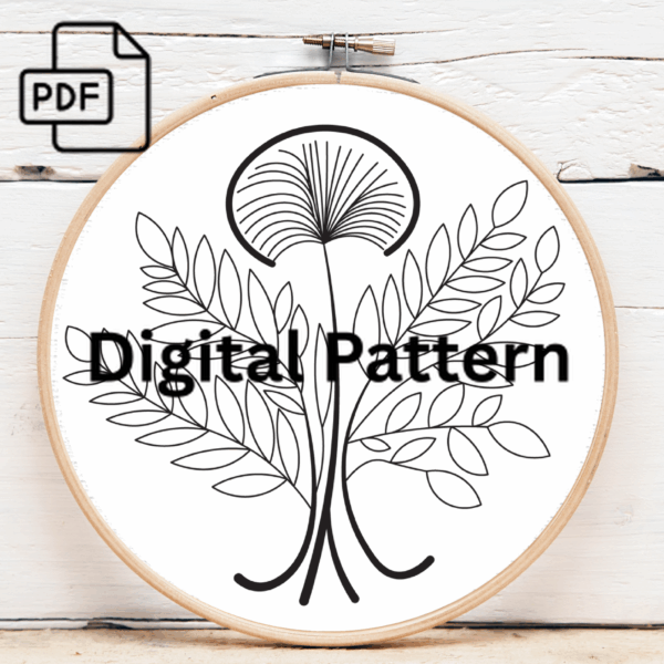 fern and bloom embroidery art hand embroidery pattern, fern pattern, hand embroidery, hand embroidery pdf