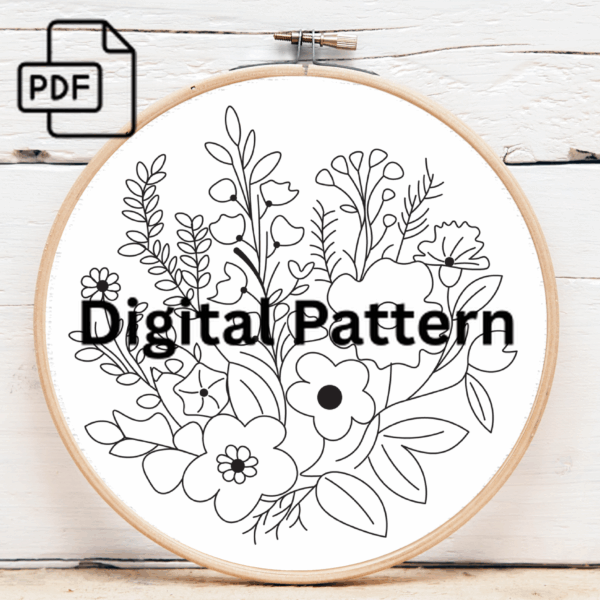 floral symphony embroidery hand embroidery pattern, floral pattern, hand embroidery, hand embroidery pdf