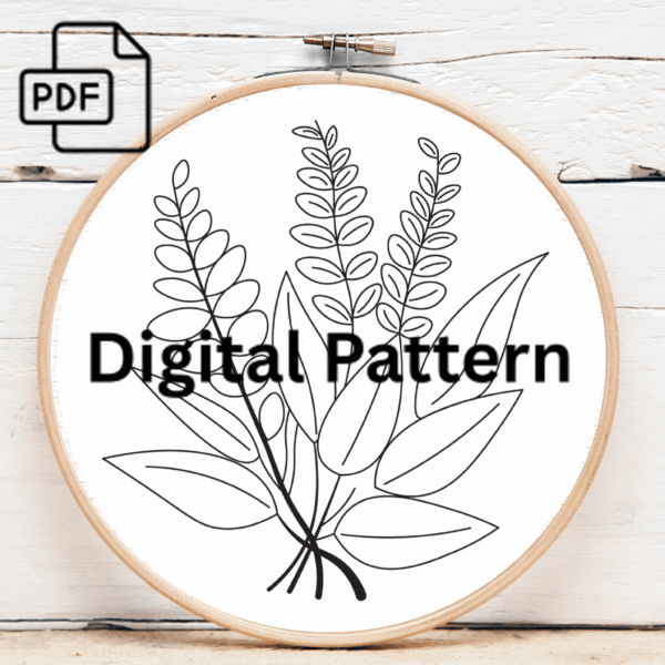 herbal harmony embroidery hand embroidery pattern, herbal pattern, hand embroidery, hand embroidery pdf