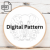 majestic elephant hand embroidery pattern, majestic pattern, hand embroidery, hand embroidery pdf