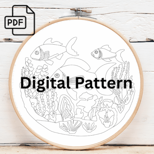 ocean wonders hand embroidery pattern, ocean pattern, hand embroidery, hand embroidery pdf