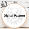 playful pig hand embroidery pattern, playful pattern, hand embroidery, hand embroidery pdf