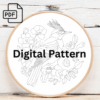 colorful bird hand embroidery pattern, colorful pattern, hand embroidery, hand embroidery pdf