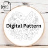 vibrant bird and floral hand embroidery pattern, vibrant pattern, hand embroidery, hand embroidery pdf