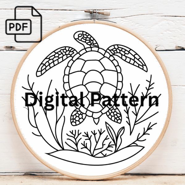turtle hand embroidery pattern, turtle pattern, hand embroidery, hand embroidery pdf