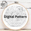 bouquet arranged in a basket hand embroidery pattern, bouquet pattern, hand embroidery, hand embroidery pdf