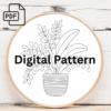 teal pot hand embroidery pattern, teal pattern, hand embroidery, hand embroidery pdf