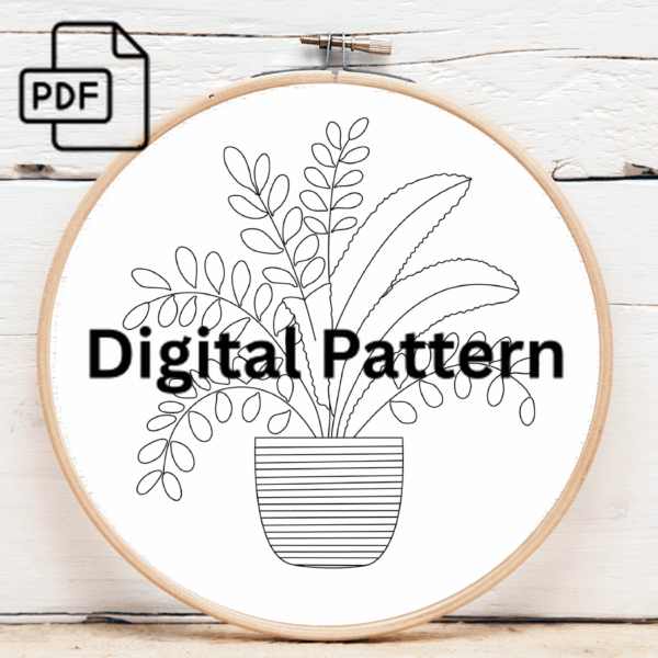 teal pot hand embroidery pattern, teal pattern, hand embroidery, hand embroidery pdf