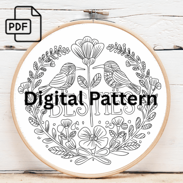 besties pattern hand embroidery pattern, besties pattern, hand embroidery, hand embroidery pdf