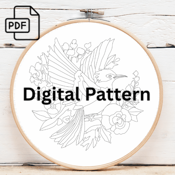 colorful flight hand embroidery pattern, colorful pattern, hand embroidery, hand embroidery pdf