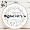 happy birthday with flowers hand embroidery pattern, happy pattern, hand embroidery, hand embroidery pdf