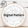 happy birthday cake hand embroidery pattern, happy pattern, hand embroidery, hand embroidery pdf