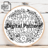 happy birthday i love you hand embroidery pattern, happy pattern, hand embroidery, hand embroidery pdf