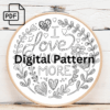 i love you more hand embroidery pattern, i pattern, hand embroidery, hand embroidery pdf