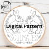 rabbit soulmates hand embroidery pattern, rabbit pattern, hand embroidery, hand embroidery pdf