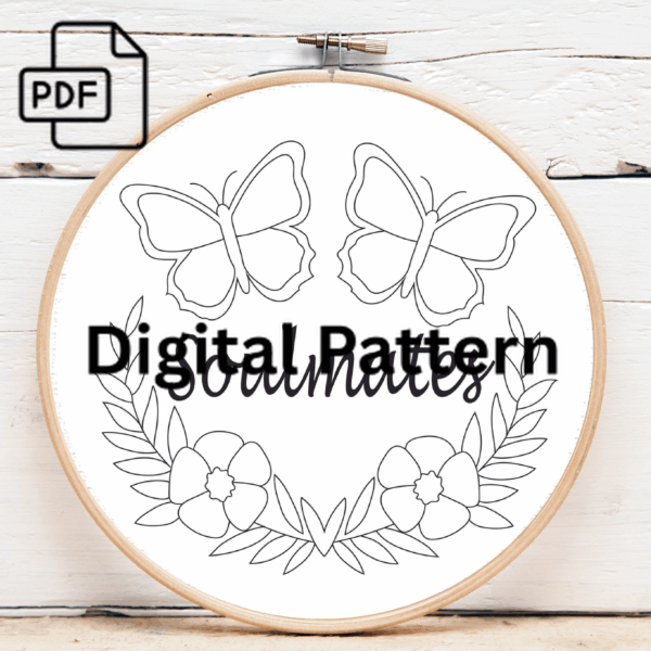 soulmates batterflies hand embroidery pattern, soulmates pattern, hand embroidery, hand embroidery pdf