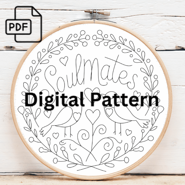 soulmates birds hand embroidery pattern, soulmates pattern, hand embroidery, hand embroidery pdf