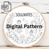 soulmates couple hand embroidery pattern, soulmates pattern, hand embroidery, hand embroidery pdf