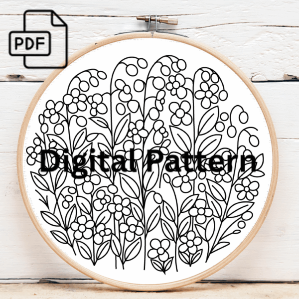 bash of flowers hand embroidery pattern, bash pattern, hand embroidery, hand embroidery pdf