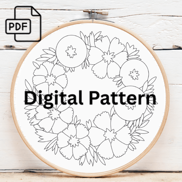 circle of flower hand embroidery pattern, circle pattern, hand embroidery, hand embroidery pdf