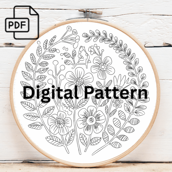 colorful floral hand embroidery pattern, colorful pattern, hand embroidery, hand embroidery pdf
