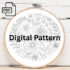 floral white and orange hand embroidery pattern, floral pattern, hand embroidery, hand embroidery pdf