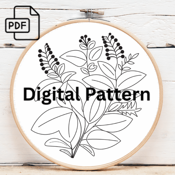 verdant elegance embroidery hand embroidery pattern, verdant pattern, hand embroidery, hand embroidery pdf