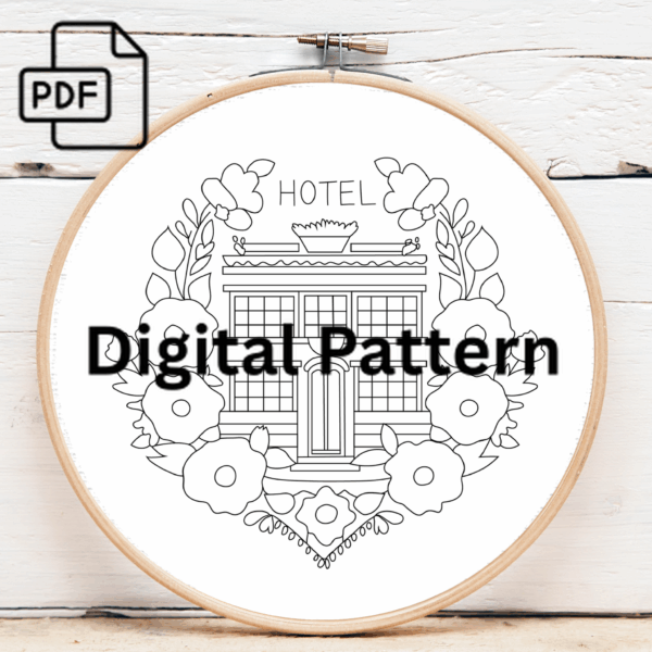 boutique hotel elegance hand embroidery pattern, boutique pattern, hand embroidery, hand embroidery pdf