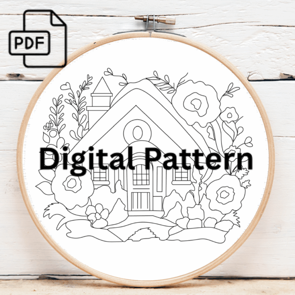 charming cottage bliss hand embroidery pattern, charming pattern, hand embroidery, hand embroidery pdf