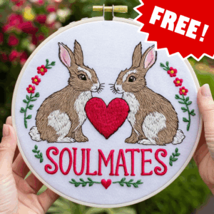 Rabbit soulmates hand embroidery pattern, Rabbit soulmates pattern, hand embroidery, hand embroidery pdf