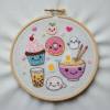 embroidery-variety-food-items-white-surface