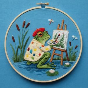 arafed-frog-painting-picture-frame-easel