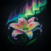 brightly-colored-flower-aurora-lights-background