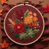 close-up-embroideryed-picture-bunch-flowers