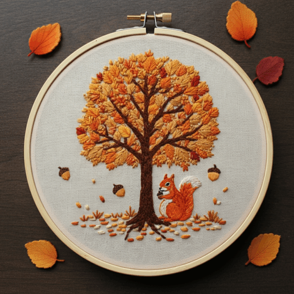 close-up-cross-stitched-picture-fox-tree