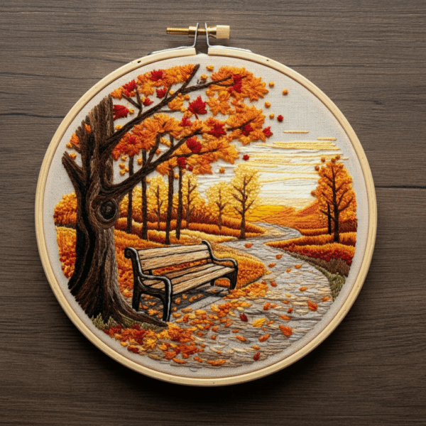 close-up-cross-stitch-picture-bench-park