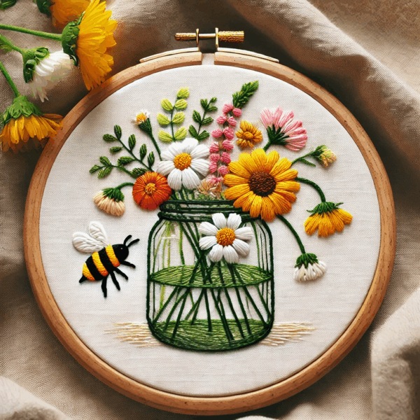 embroidery-jar-flowers-bee-table