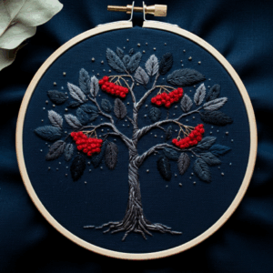 embroidery-tree-red-berries-blue-background