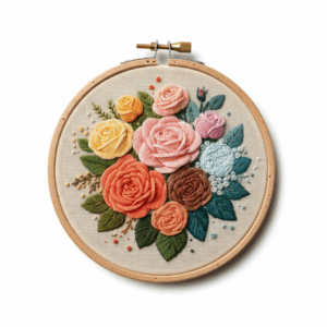 embroidery-bunch-flowers-hanging-wall