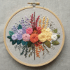 embroidery-bunch-flowers-hoop-wooden-frame