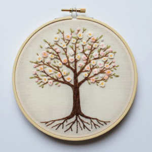 embroidery-tree-pink-flowers-green-leaves