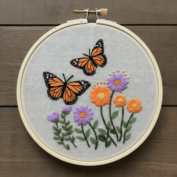 embroidery-butterfly-flowers-wooden-surface-2